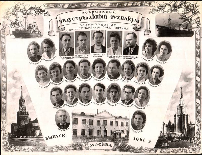 Ховринский техникум выпуск 1961 года